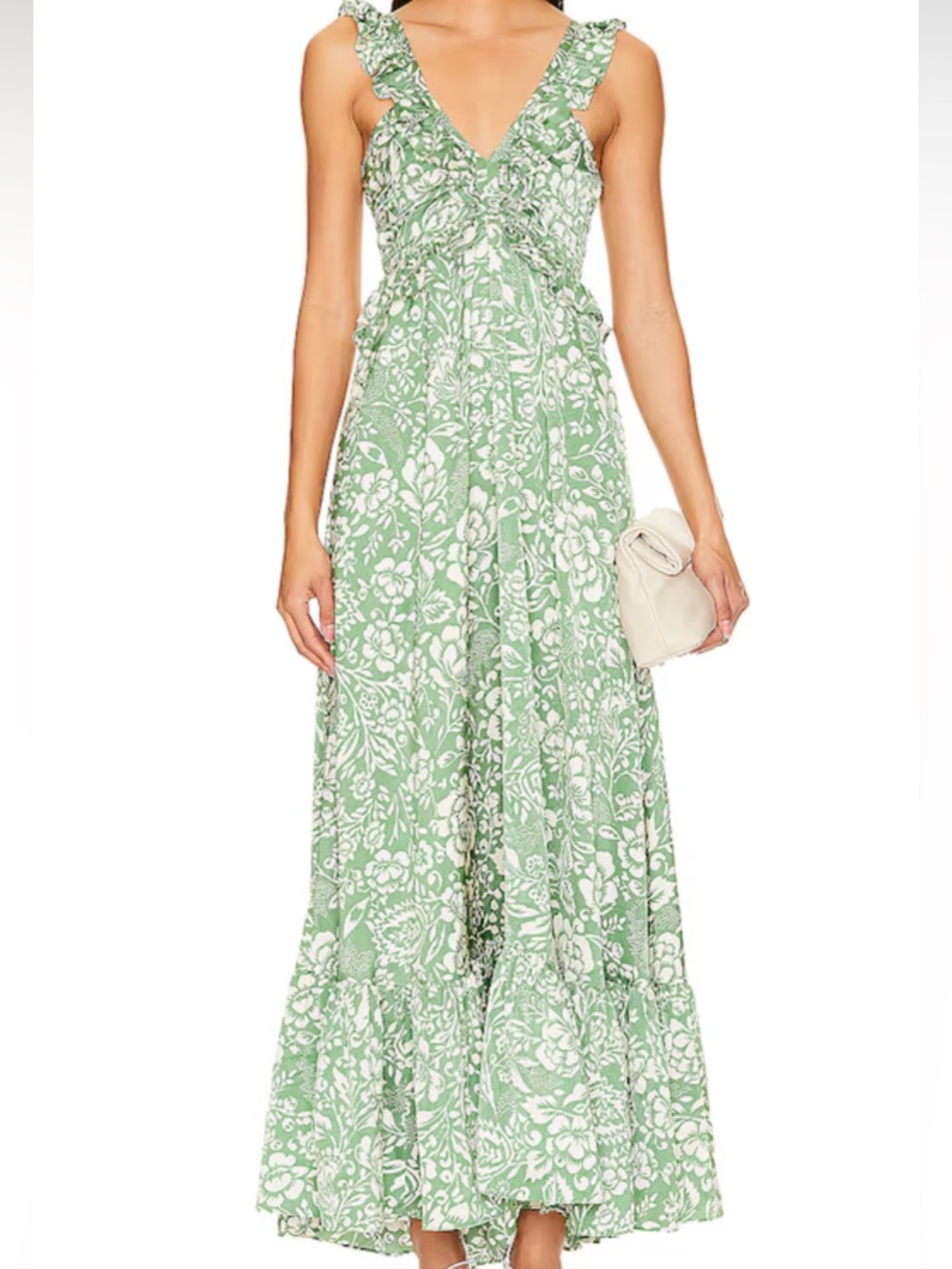 Heartloom Maxi Dress in Green and White Floral